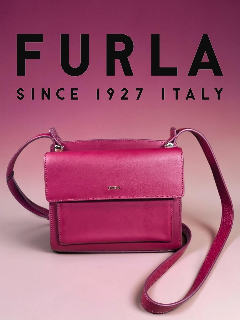 Furla Lady M Red Leather Crossbody Bag (Retail $350) NWT!